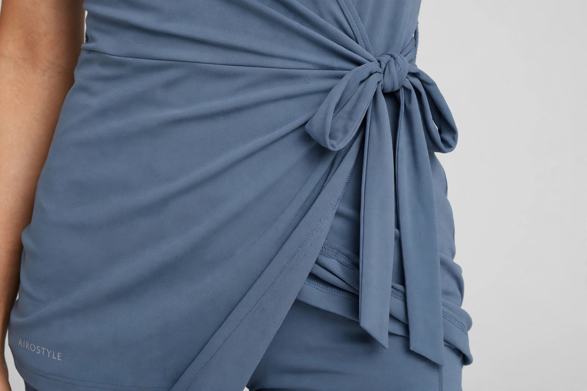 Aurora Wrap Athletic Dress - Dusty Blue - detail