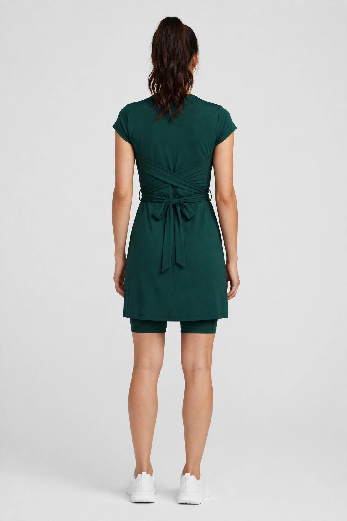 Aurora Wrap Athletic Dress - Emerald - back