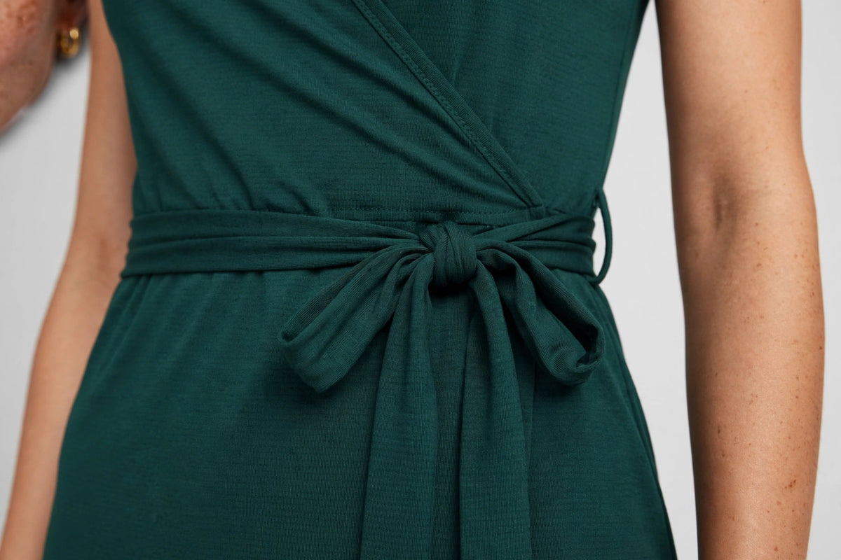 Aurora Wrap Athletic Dress - Emerald - detail