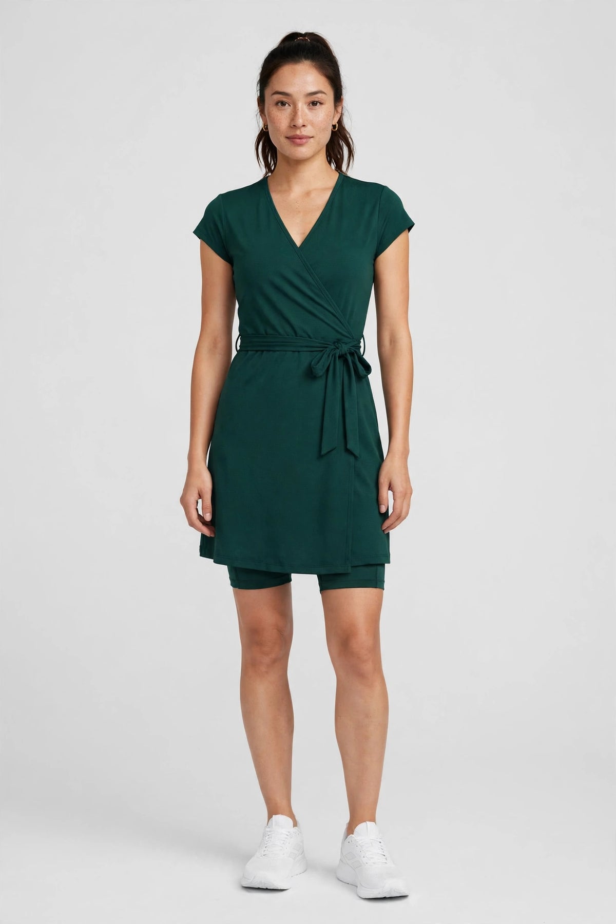 Aurora Wrap Athletic Dress - Emerald - front