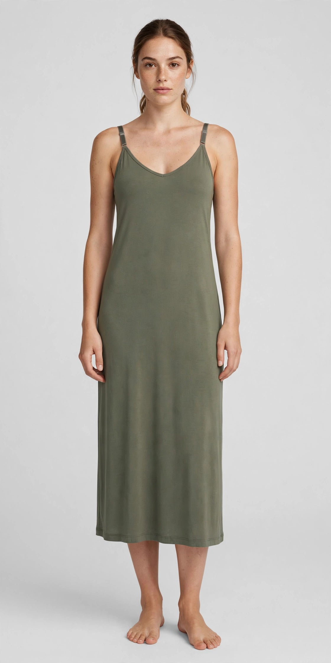 Echo Cami Midi Dress - Olive - front