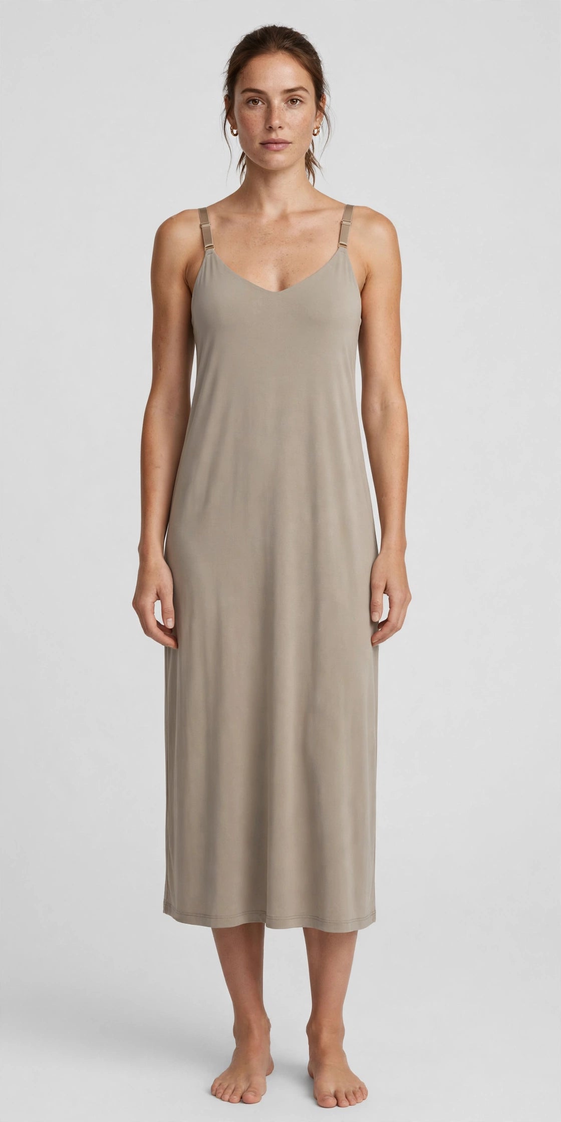Echo Cami Midi Dress - Stone - front