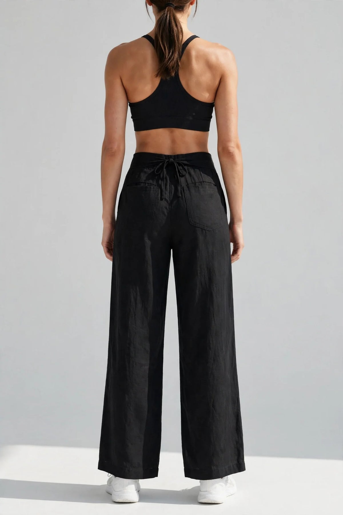 Sunkissed Linen Drawstring Wide-Leg Pant - back view