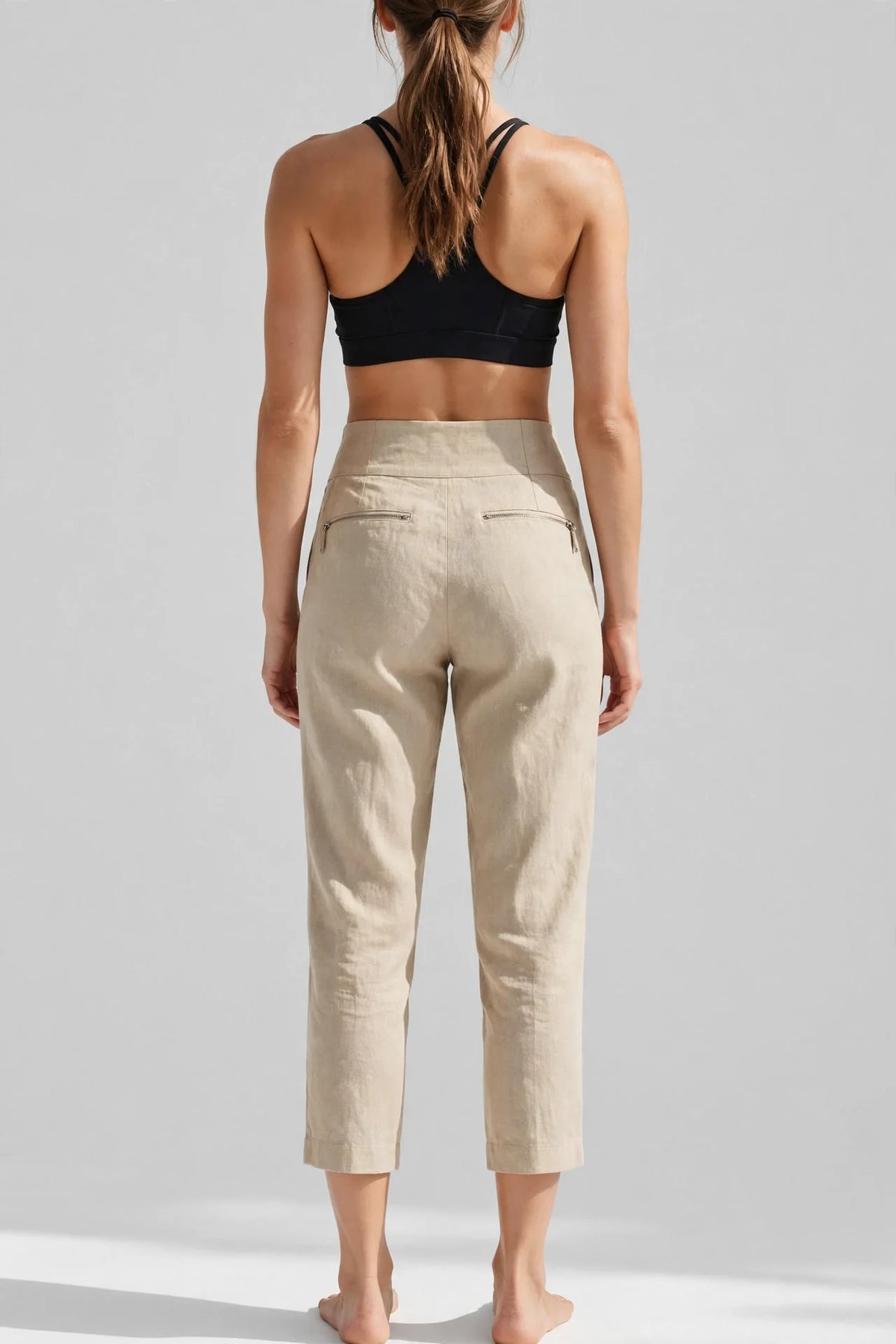 Coastline Cropped Linen Pant - back view