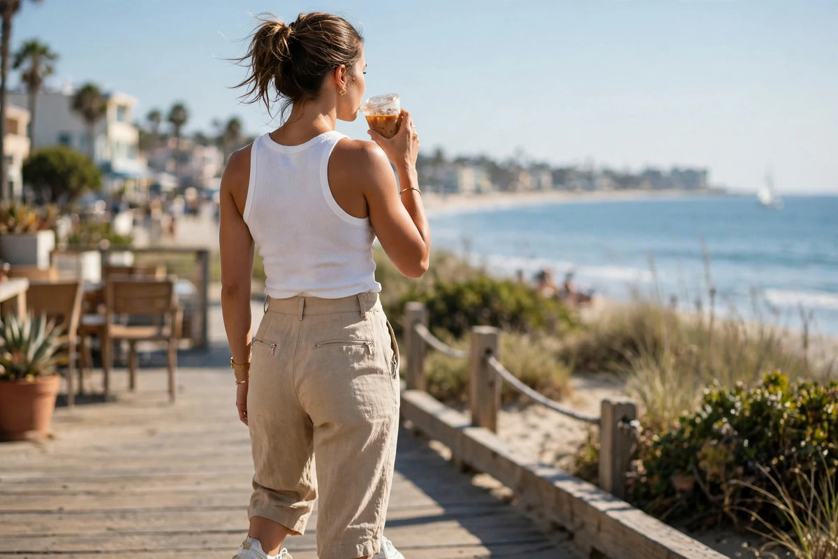 Coastline Cropped Linen Pant - lifestyle view