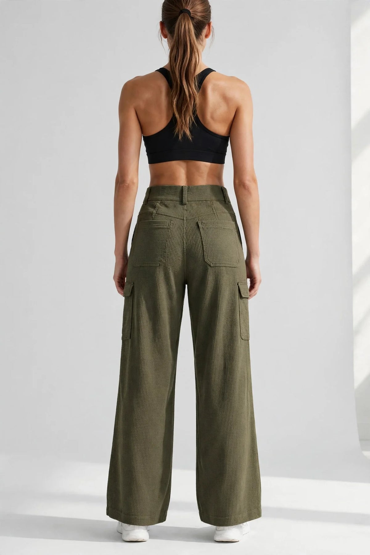 Waffleknit Wide-Leg Work Pant - back view