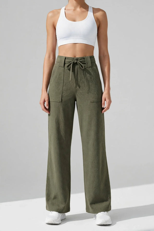 Waffleknit Wide-Leg Work Pant - front view