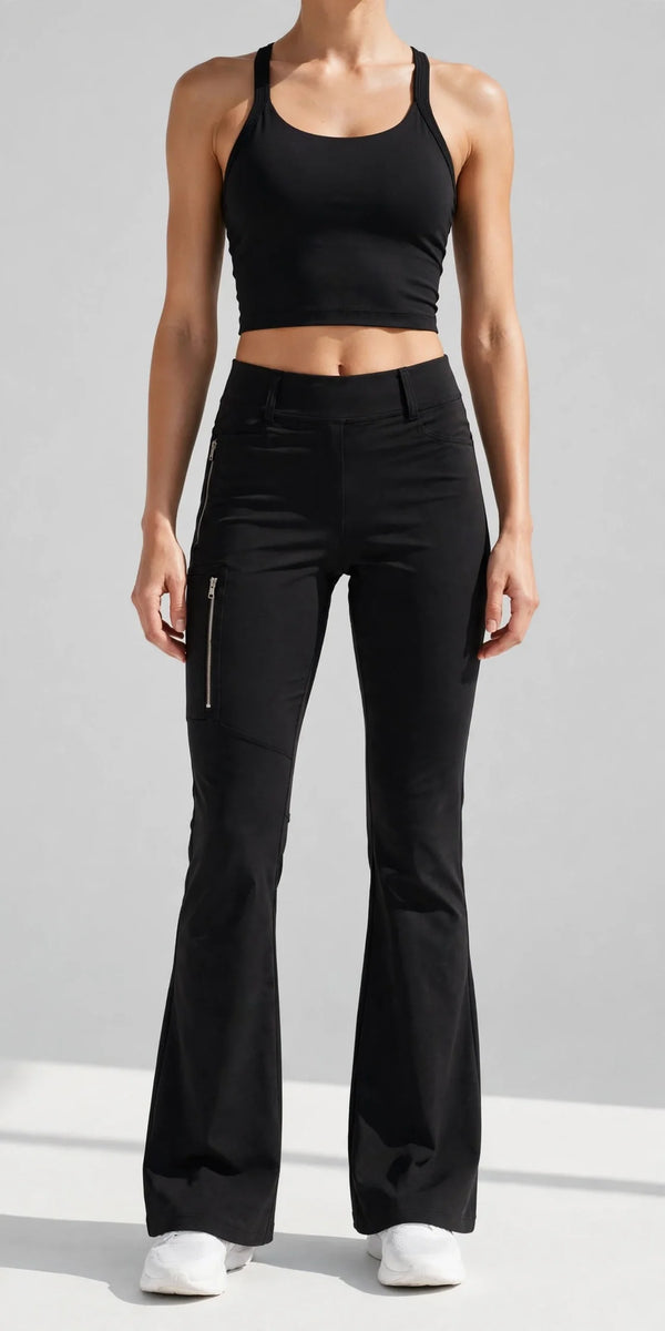 Midrise Zip-Pocket Flare Pant - front view