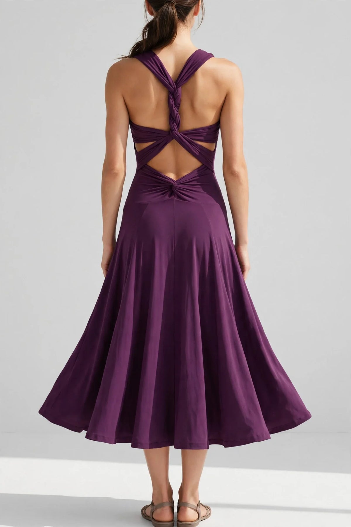 Serene Twisted Flare Midi Dress