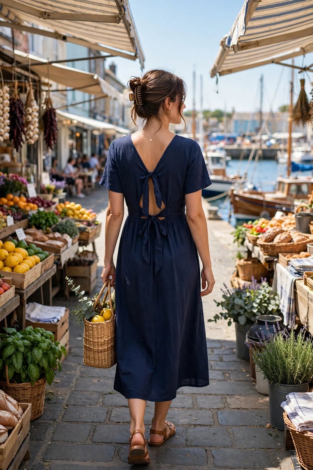 Portside Tie-Back Midi Dress