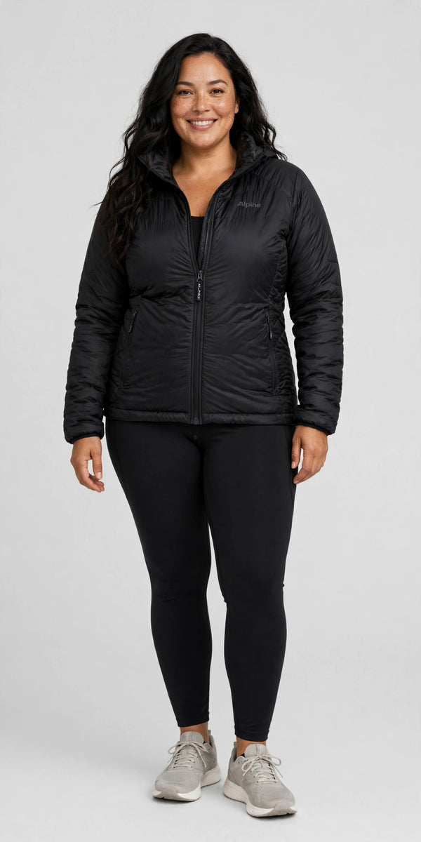 Alpine Packable Puffer Jacket - Black - front