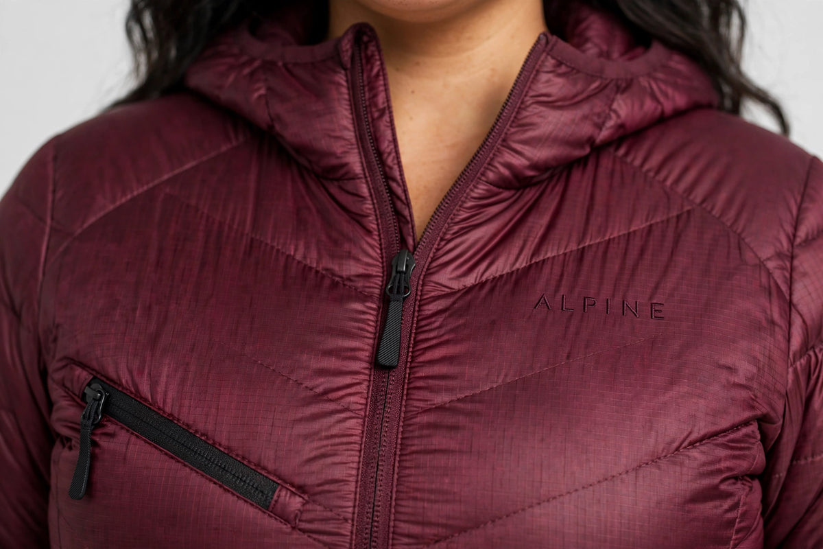 Alpine Packable Puffer Jacket - Burgundy - detail