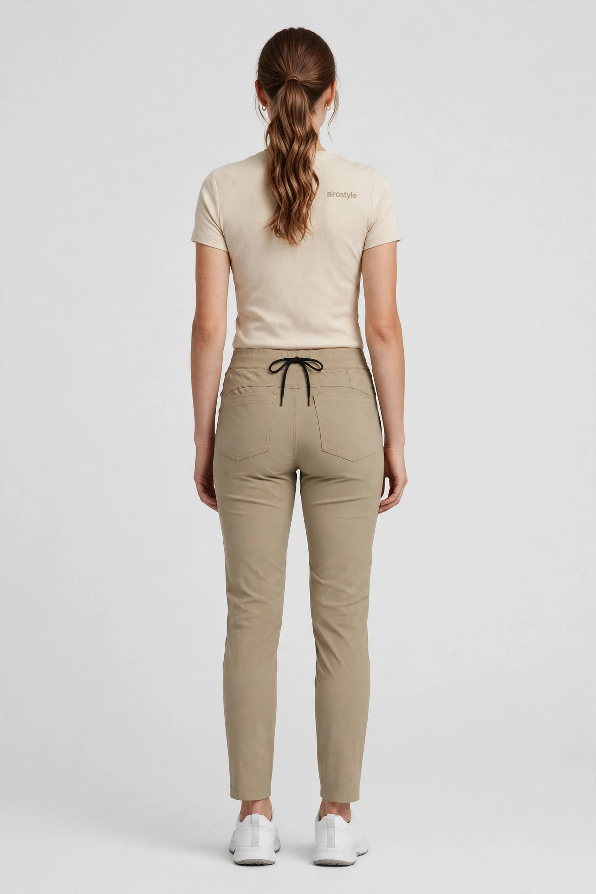 Aurora Drawstring Golf Pant - Khaki - back