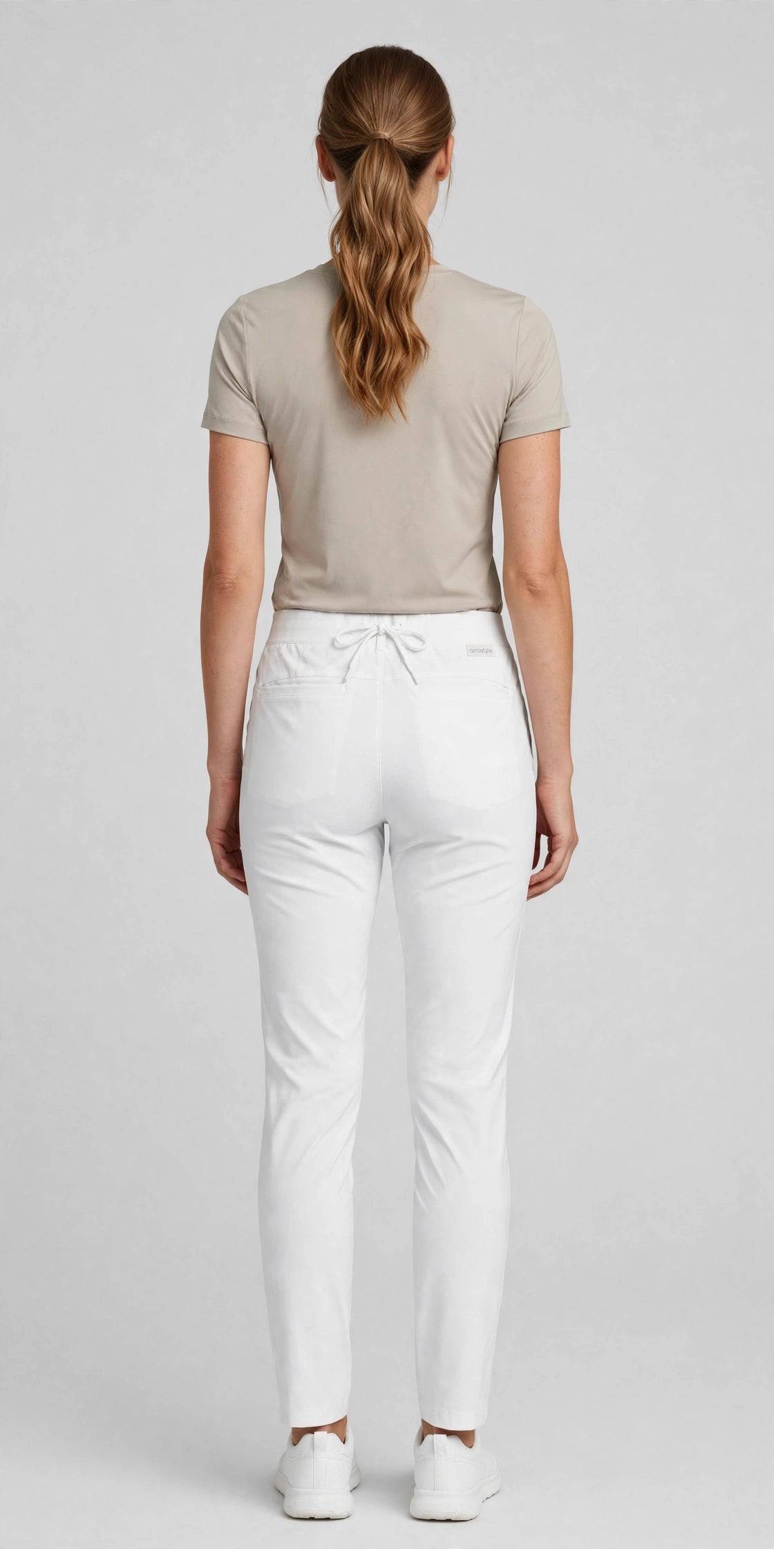 Aurora Drawstring Golf Pant - White - back