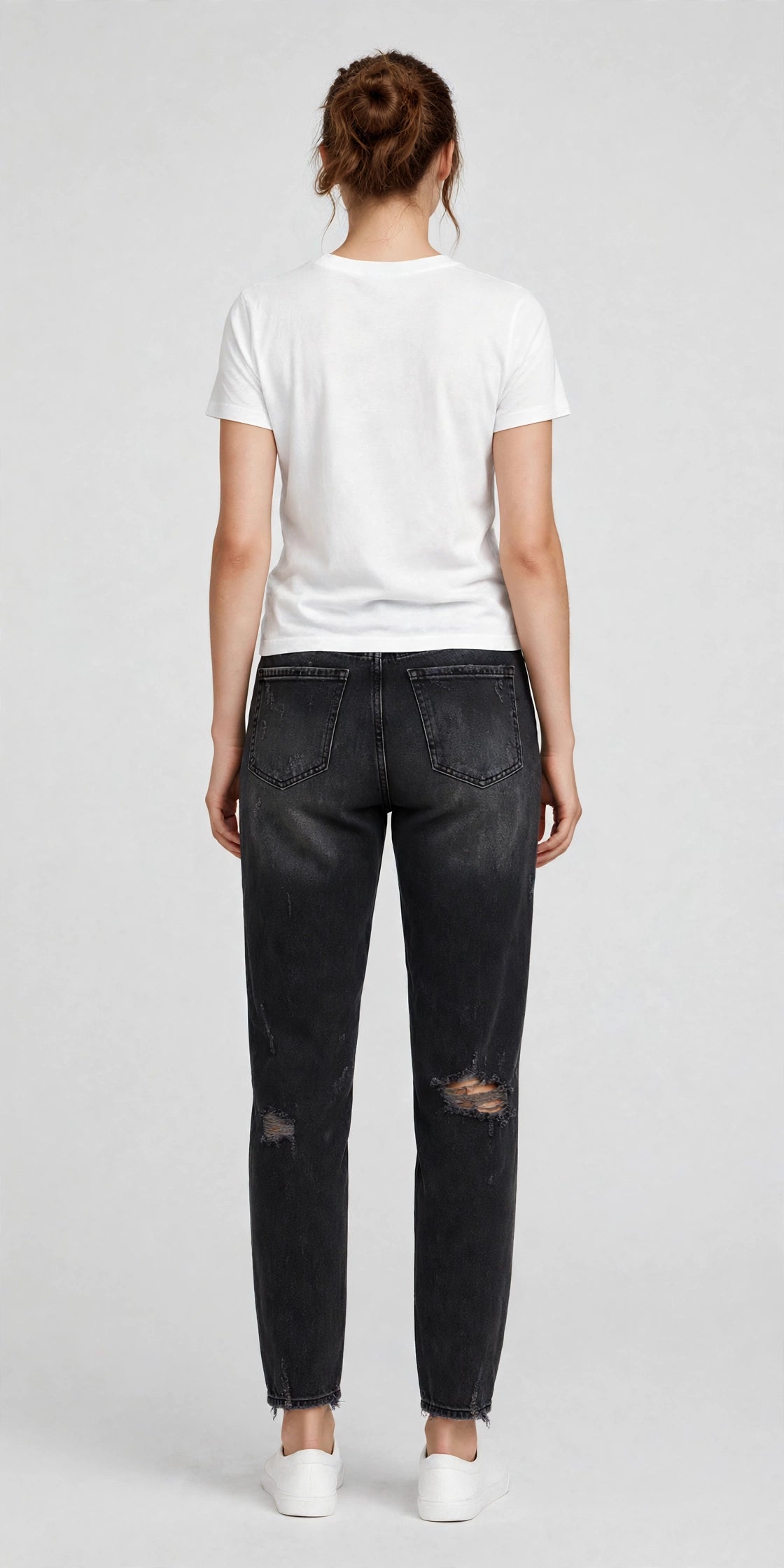 Breeze Distressed Boyfriend Jean - Black - back