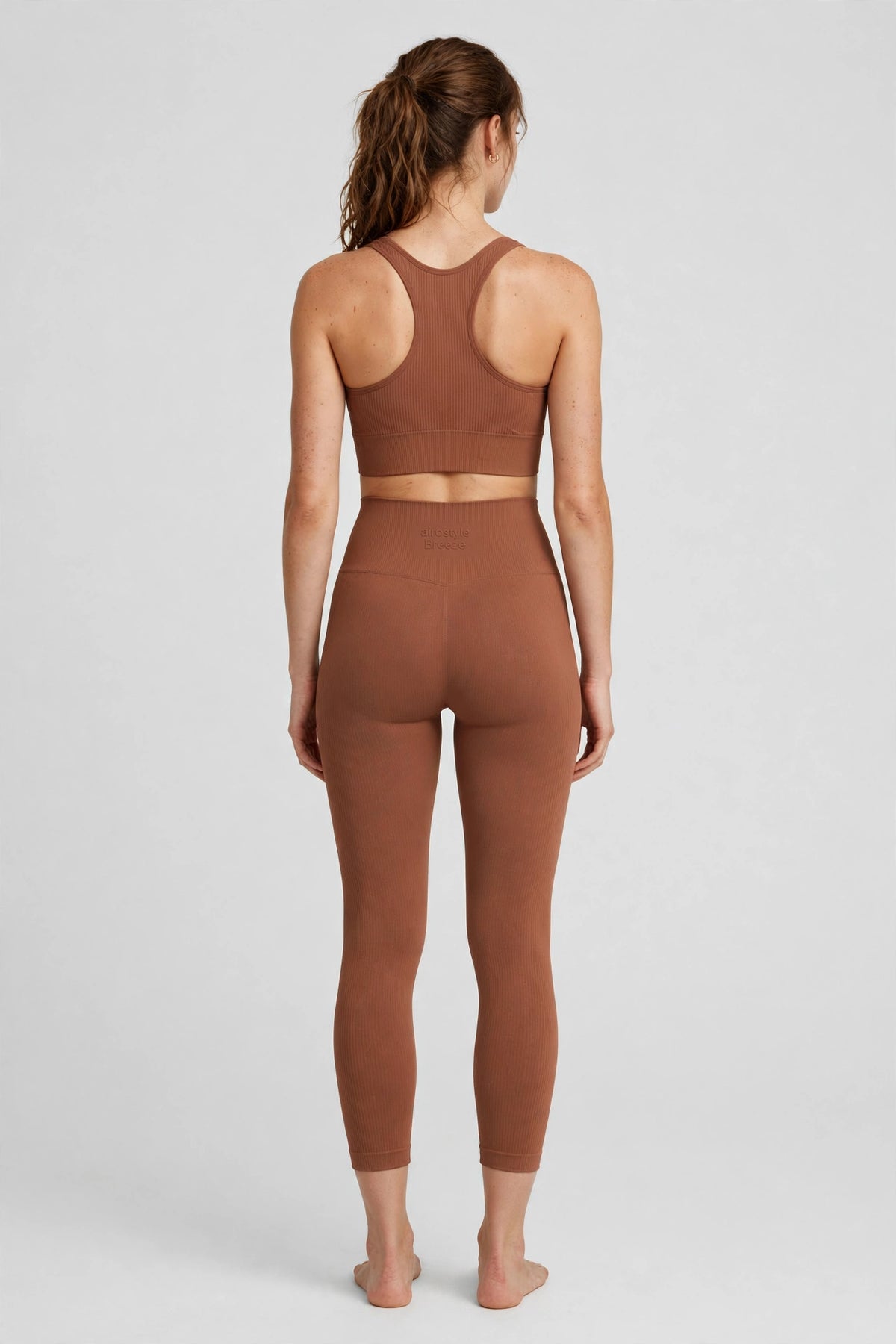 Breeze Seamless Rib Legging - Clay - back