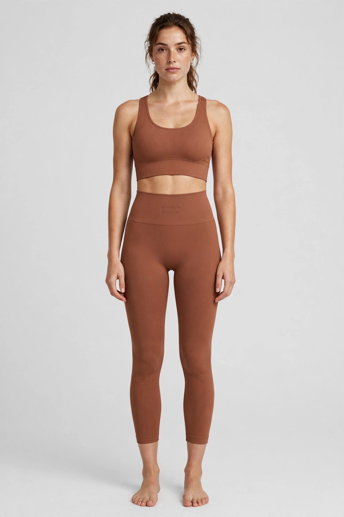Breeze Seamless Rib Legging - Clay - front