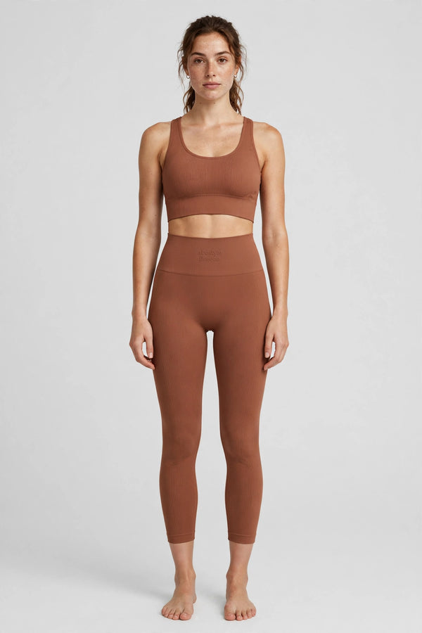 Breeze Seamless Rib Legging - Clay - front