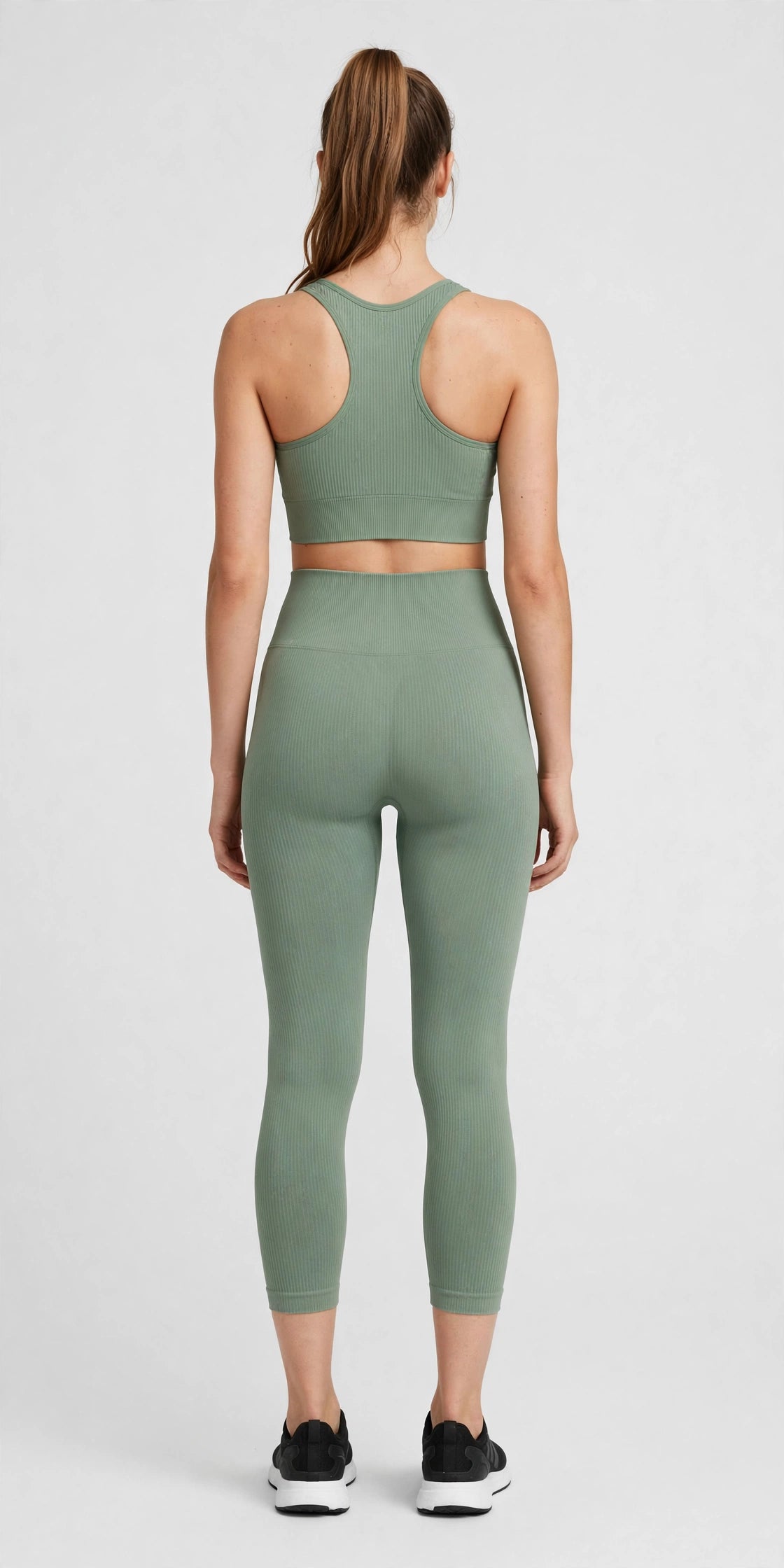 Breeze Seamless Rib Legging - Sage - back