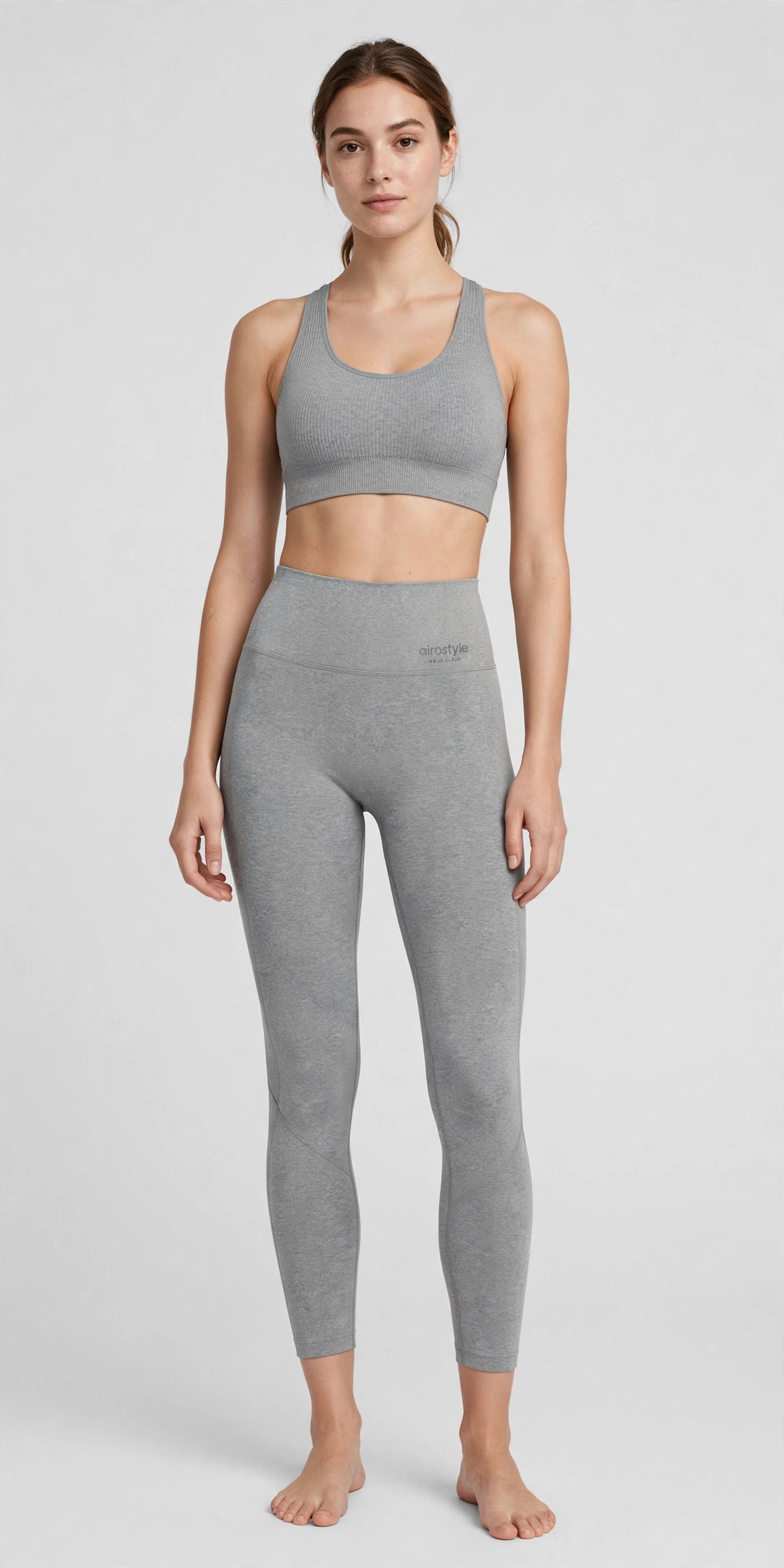 Cirrus Cloud High-Waisted Legging - Heather Grey - front
