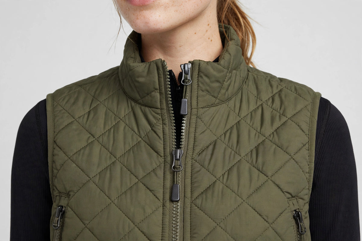 Halcyon Quilted Vest - Olive - detail