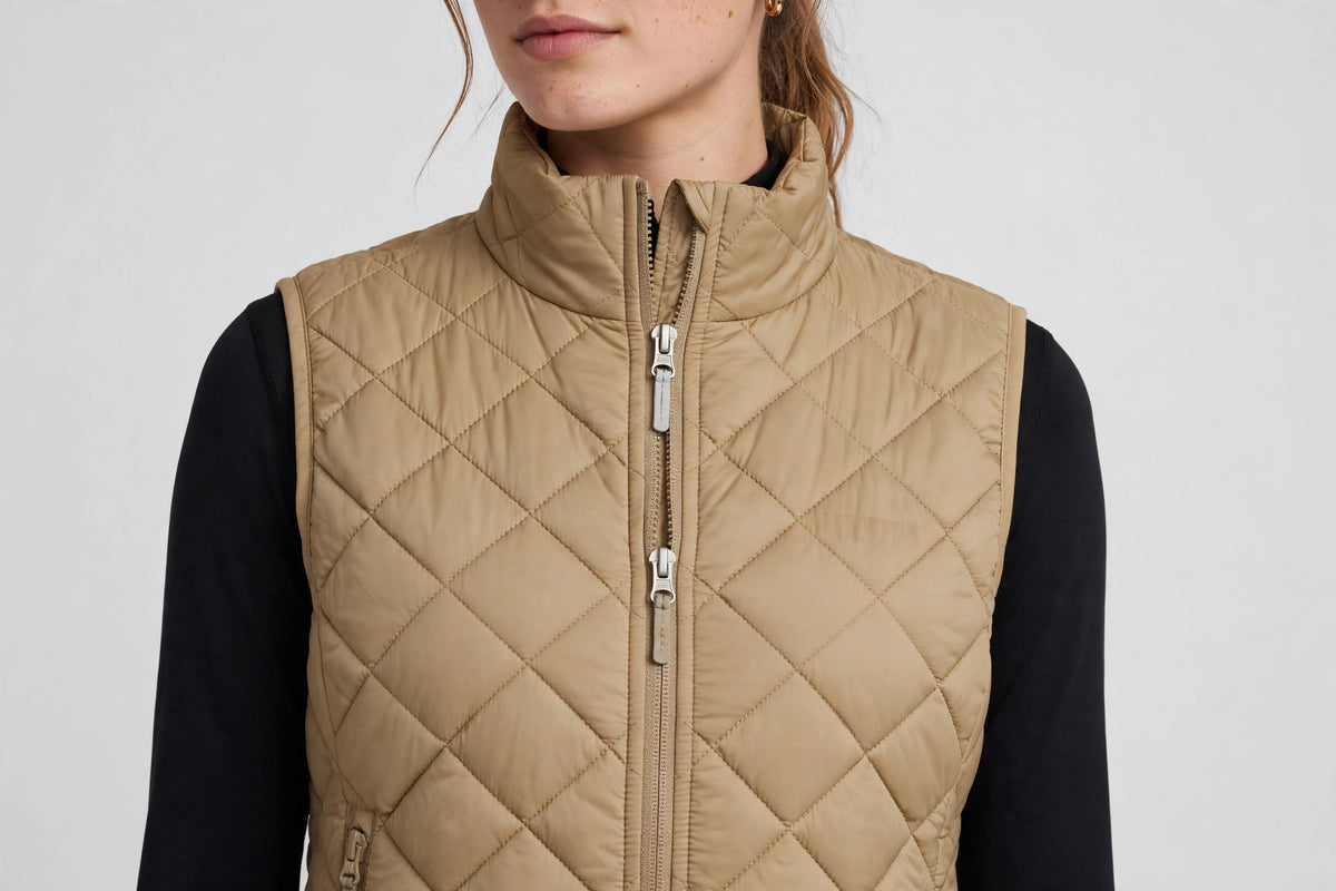 Halcyon Quilted Vest - Tan - detail