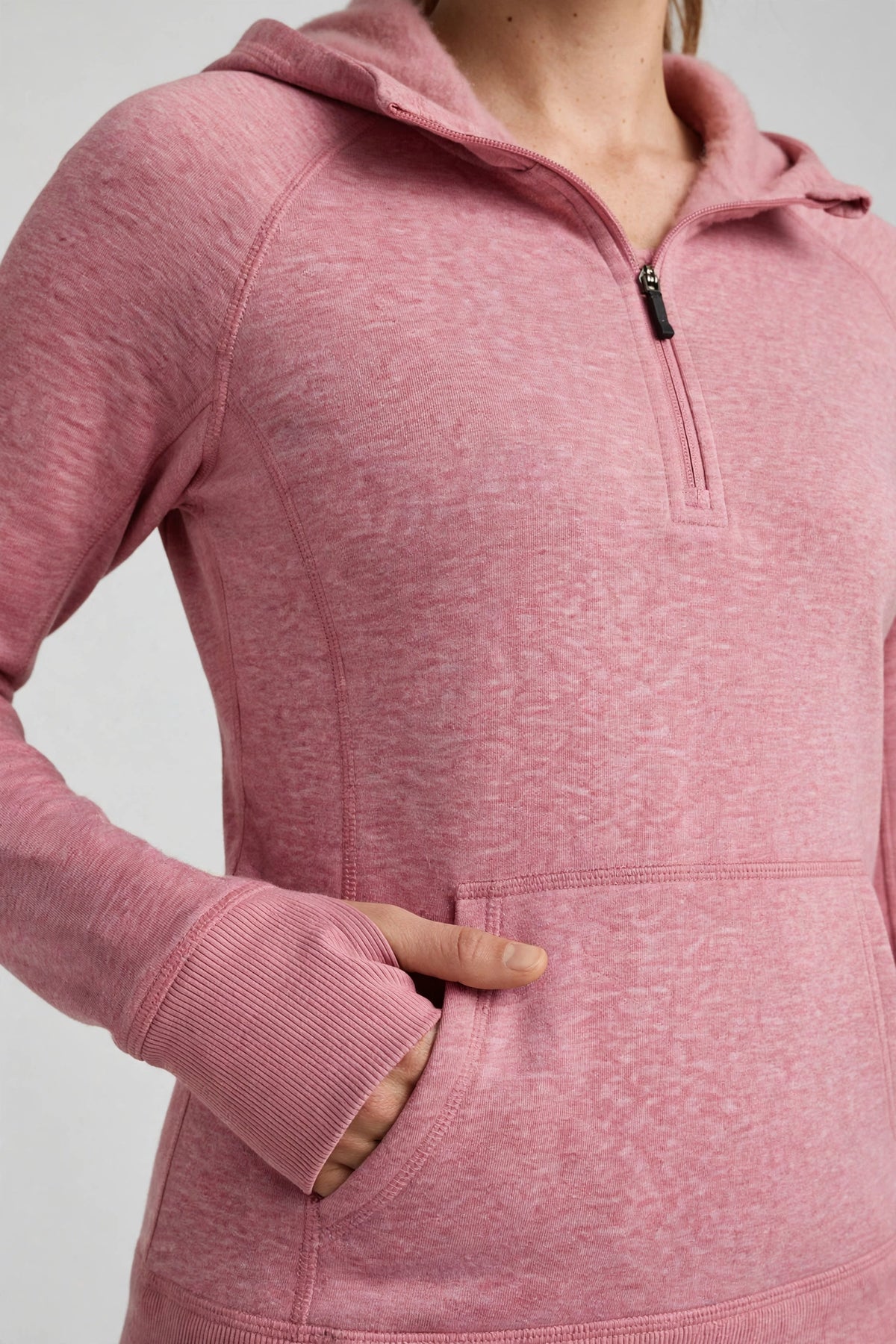 Solstice Performance Hoodie - Heather Rose - detail