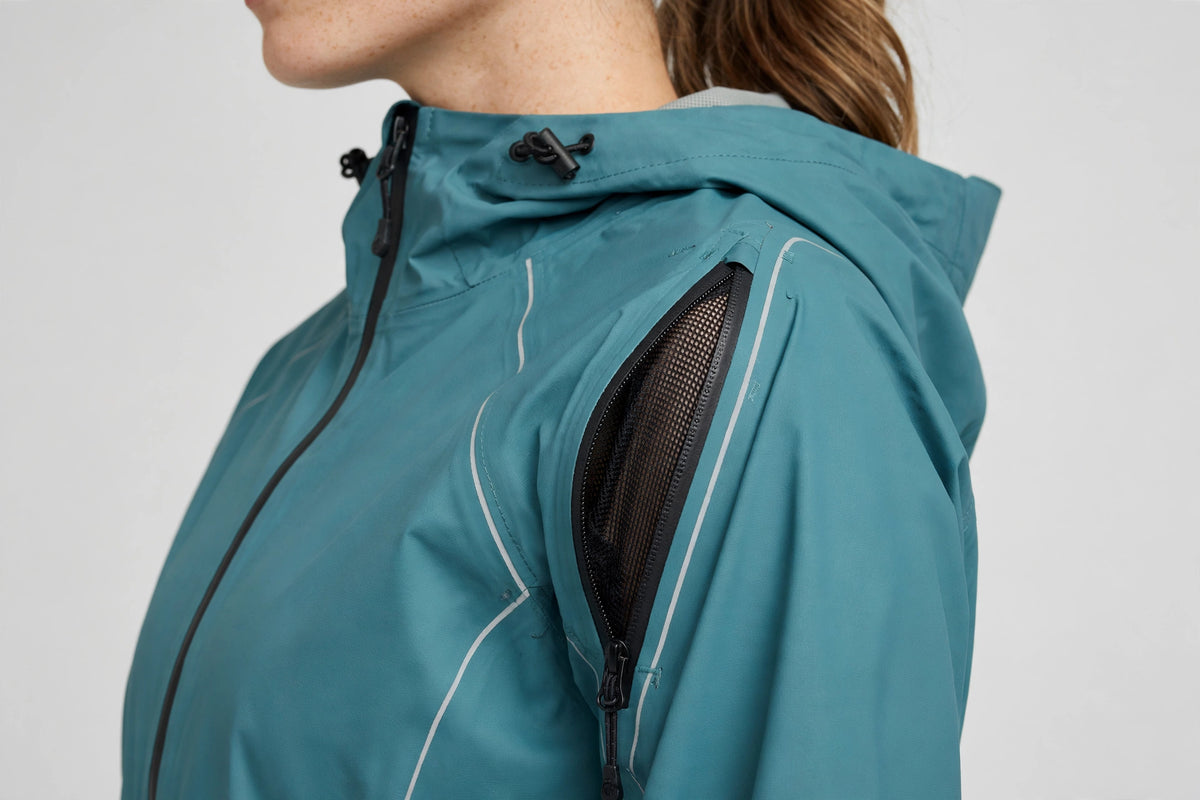 Zephyr Rain Shell - Teal - detail