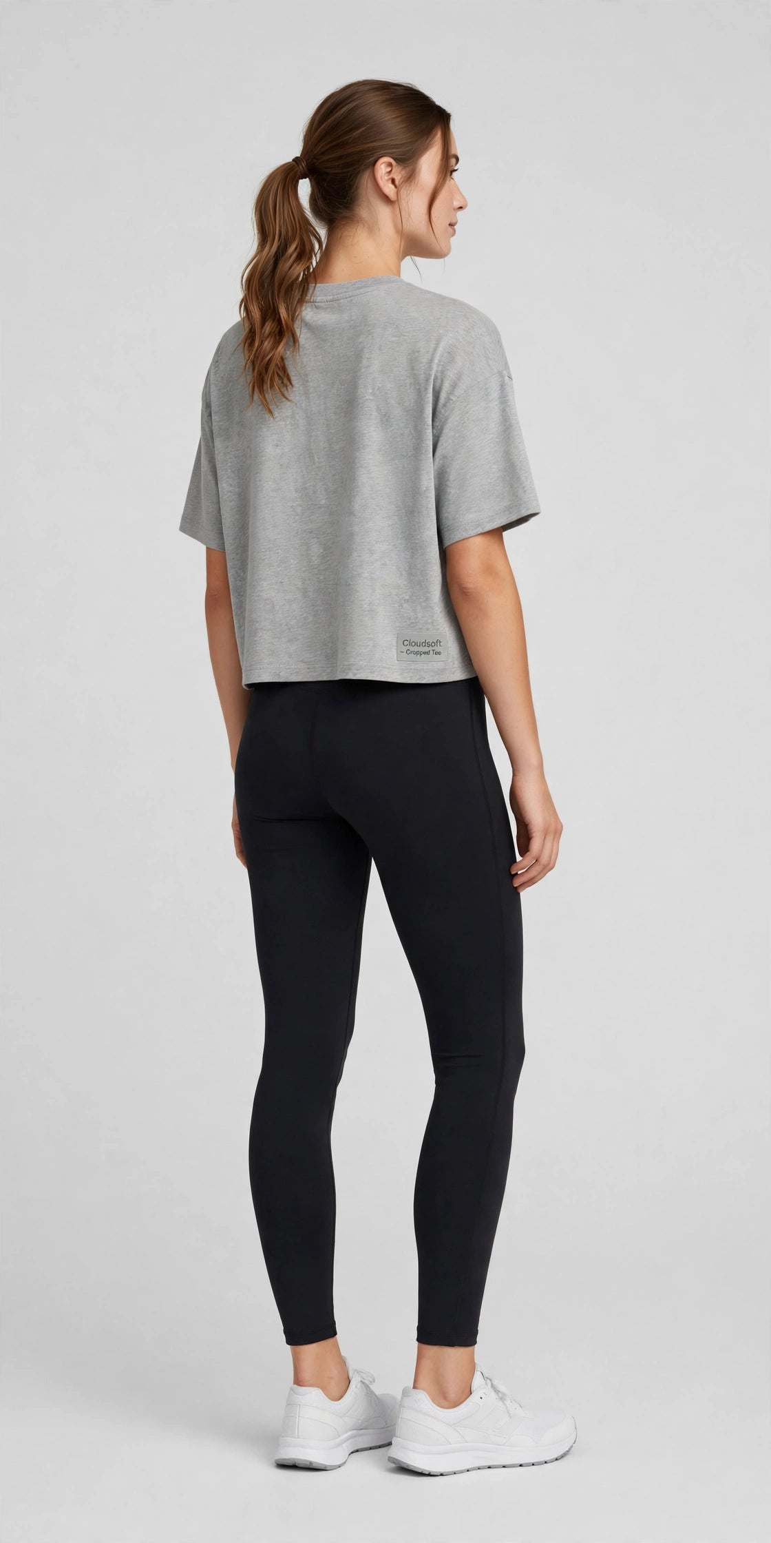 Cloudsoft Cropped Tee - Heather Grey - back