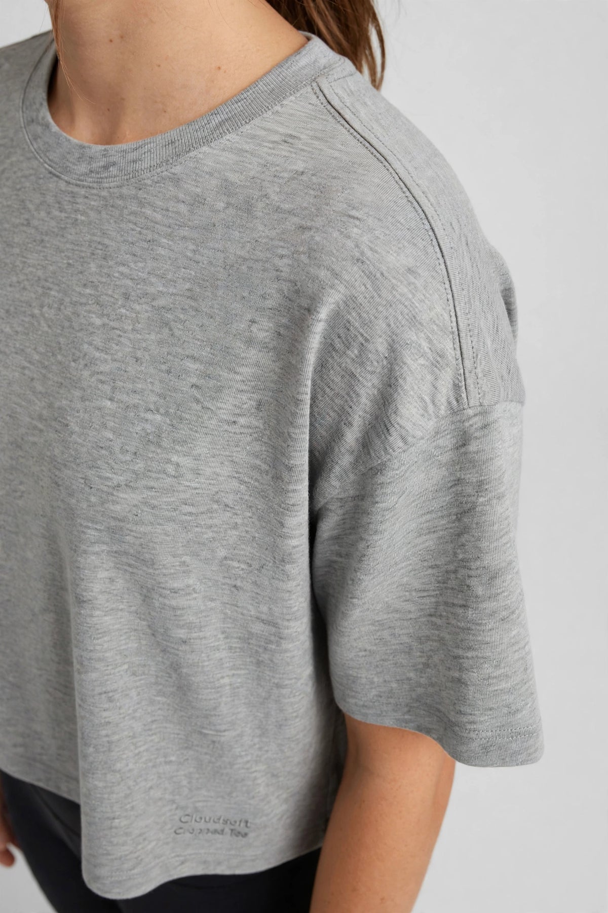 Cloudsoft Cropped Tee - Heather Grey - detail