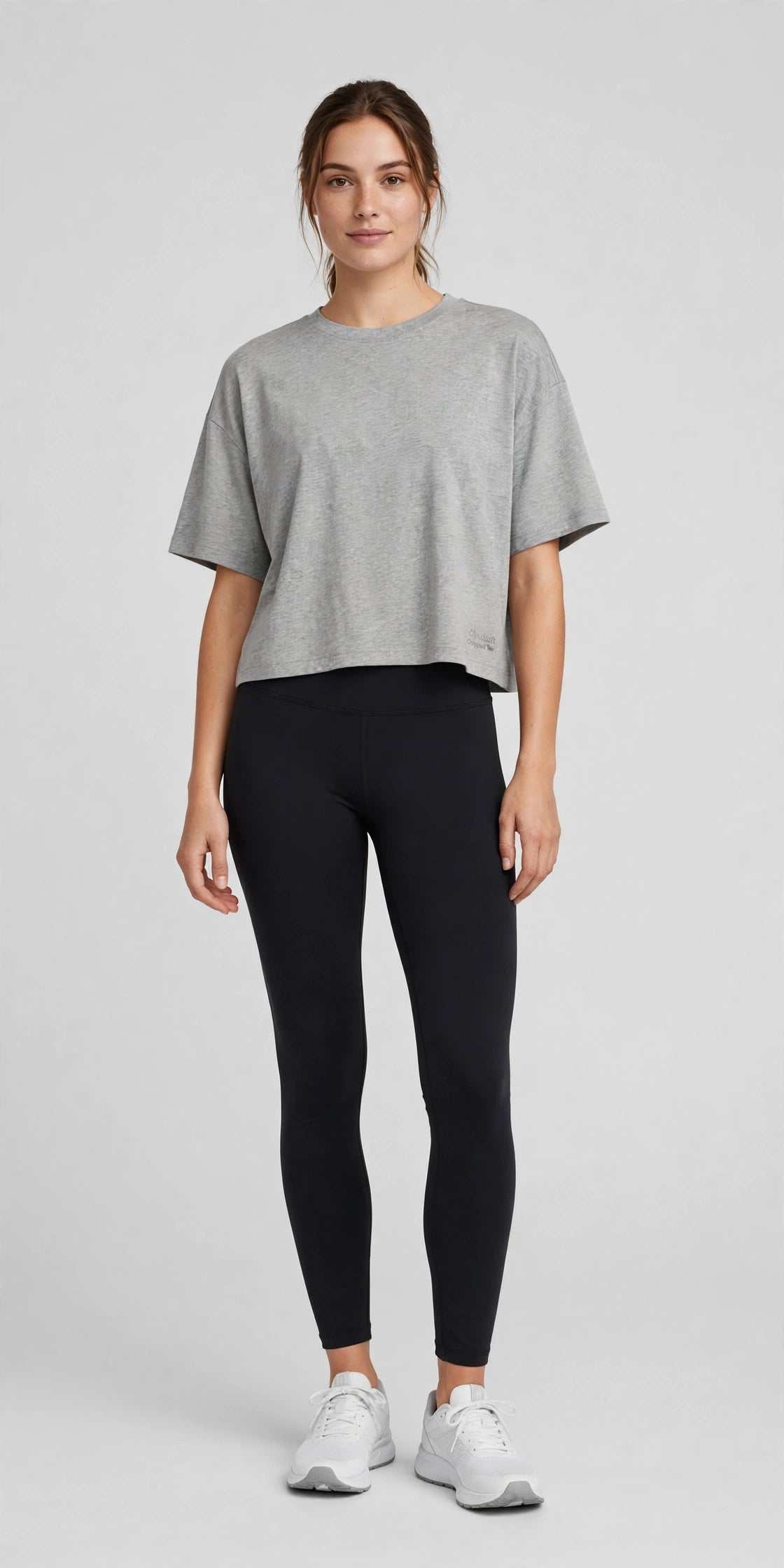 Cloudsoft Cropped Tee - Heather Grey - front