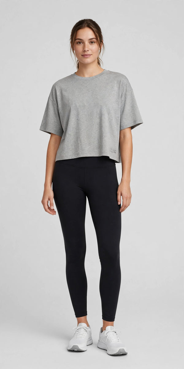 Cloudsoft Cropped Tee - Heather Grey - front