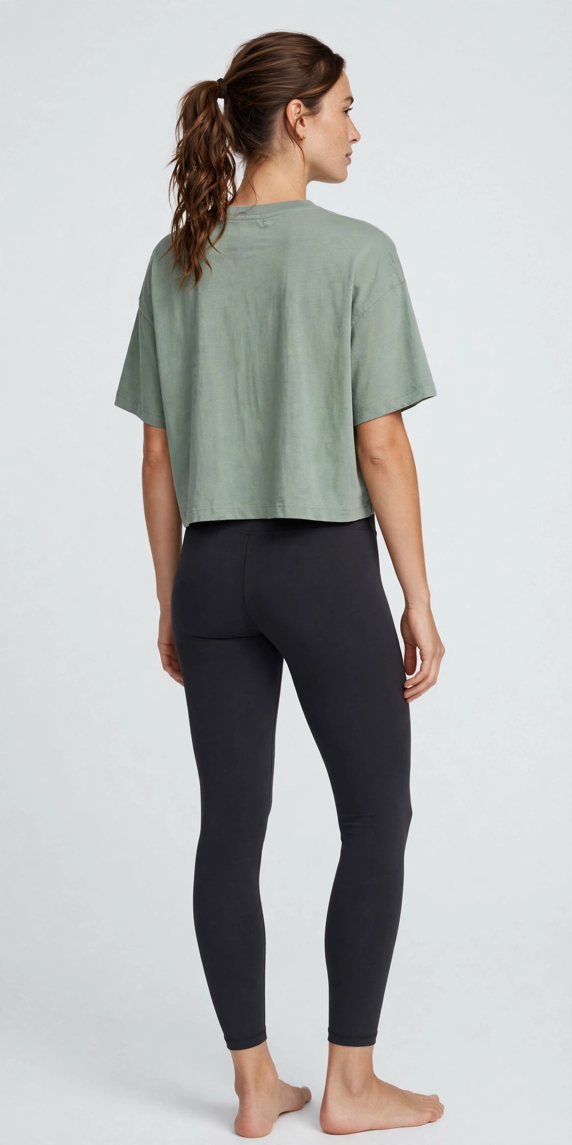 Cloudsoft Cropped Tee - Sage - back