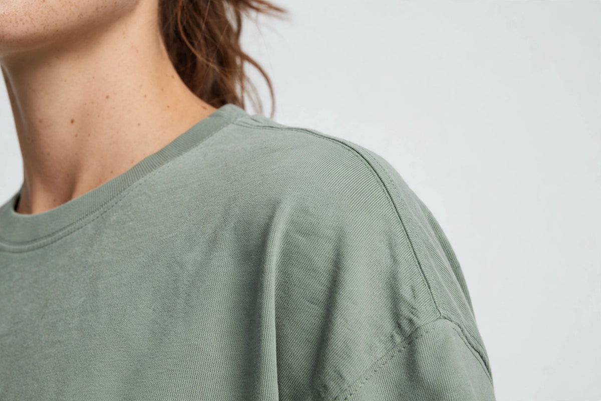 Cloudsoft Cropped Tee - Sage - detail