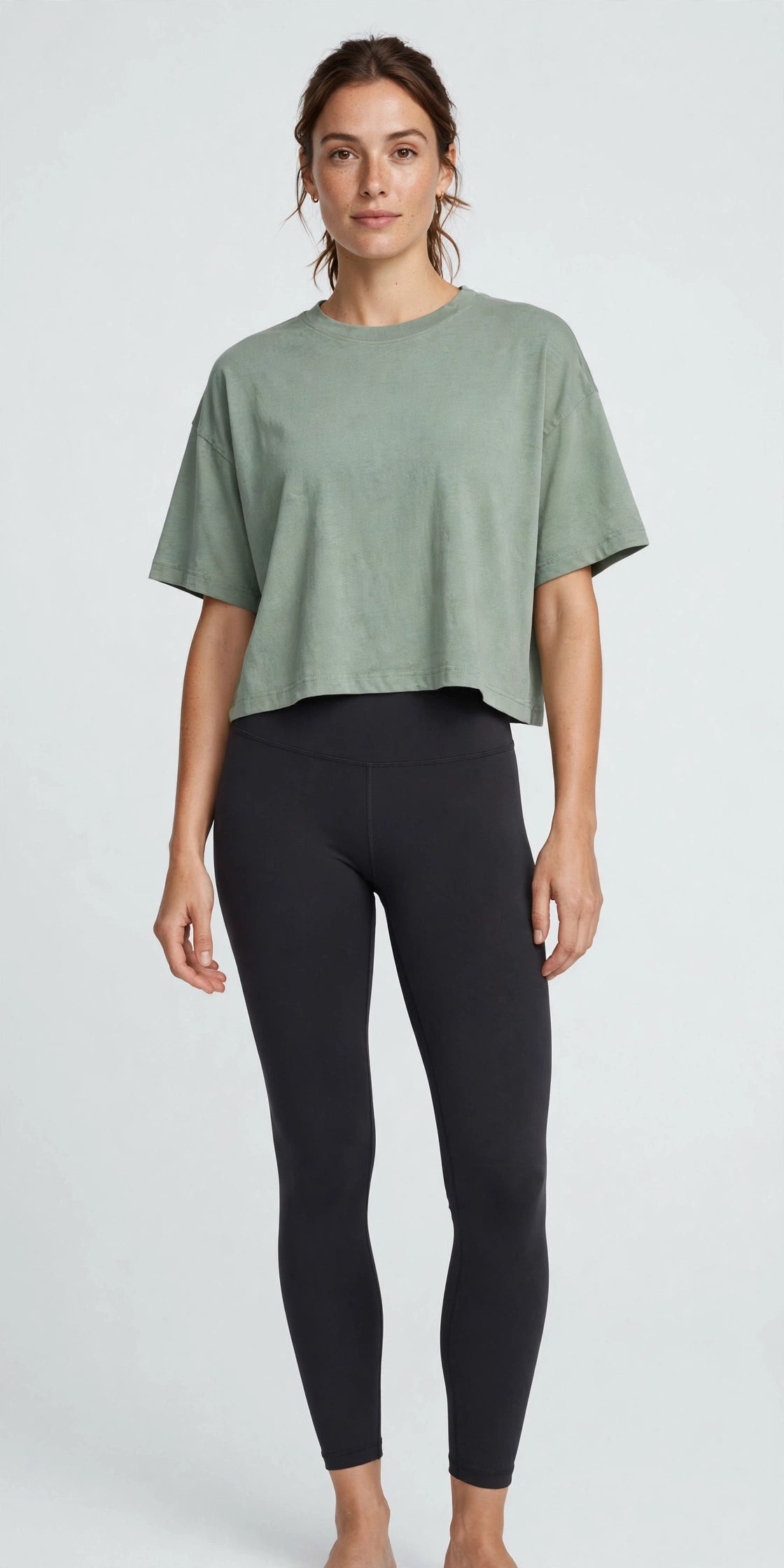 Cloudsoft Cropped Tee - Sage - front