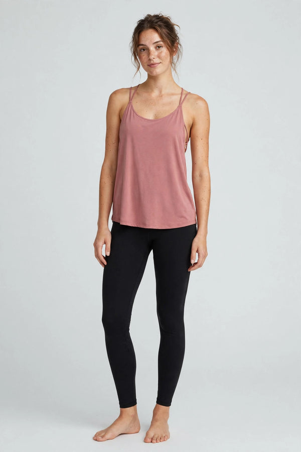 Drift Open-Back Yoga Top - Dusty Rose - front