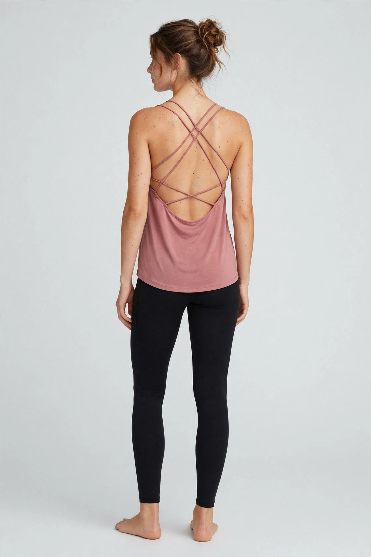 Drift Open-Back Yoga Top - Dusty Rose - back
