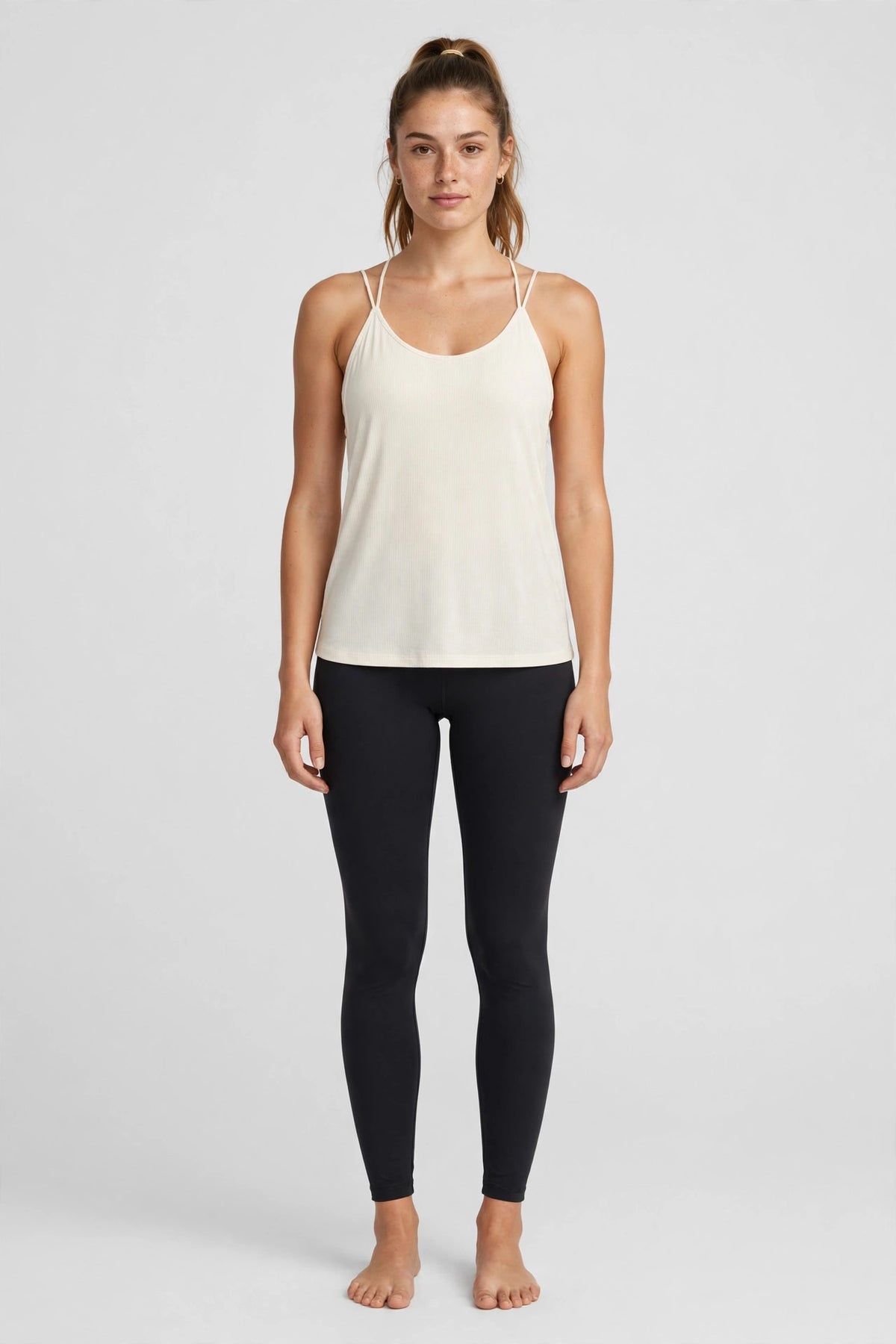 Drift Open-Back Yoga Top - Ivory - front