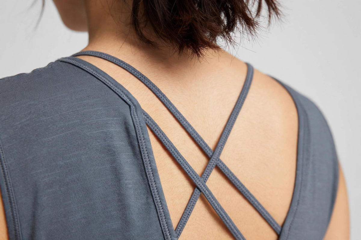 Drift Open-Back Yoga Top - Slate - detail