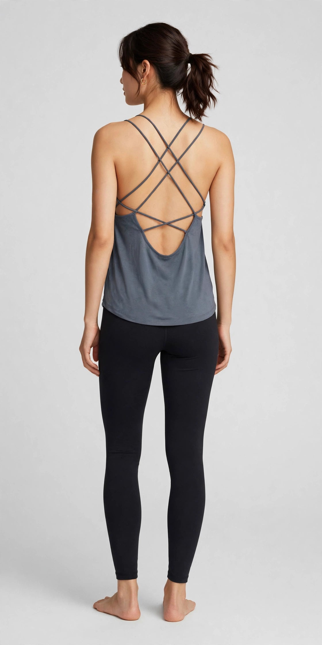 Drift Open-Back Yoga Top - Slate - back