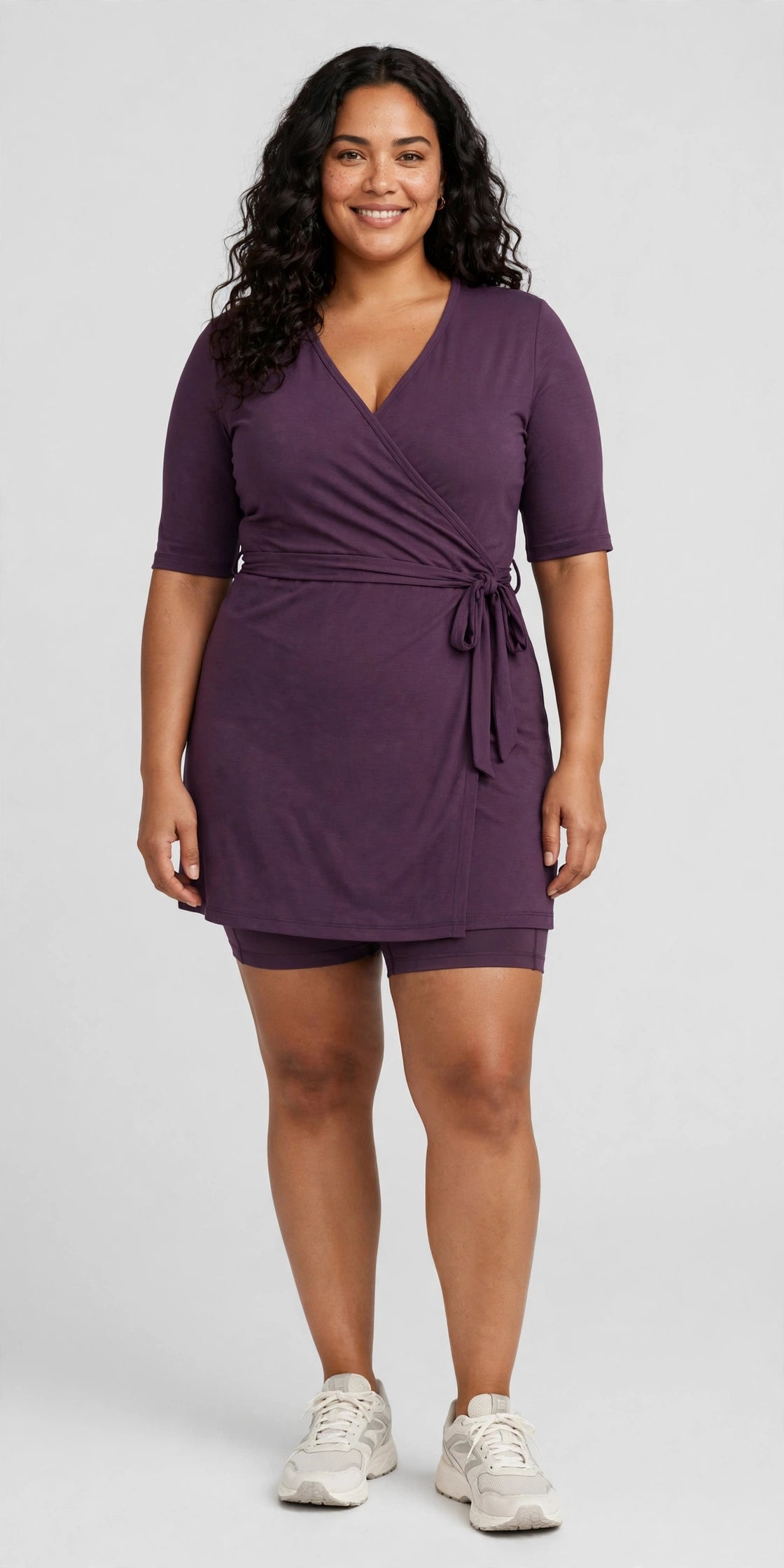 Dusk Wrap Athletic Dress - Plum - front