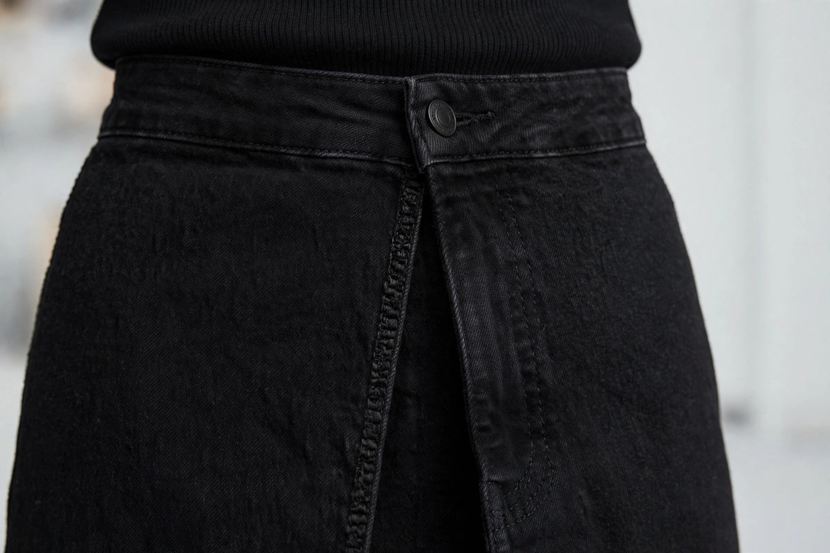 Harbor Denim Midi Skirt - Black - detail