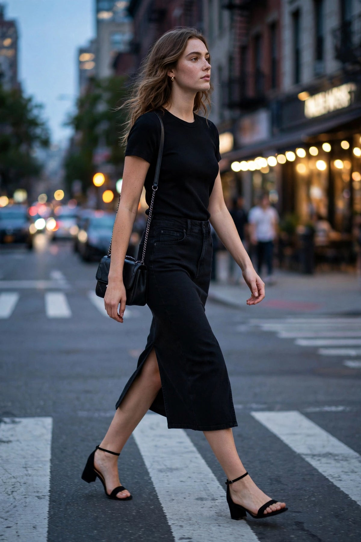 Harbor Denim Midi Skirt - Black - lifestyle