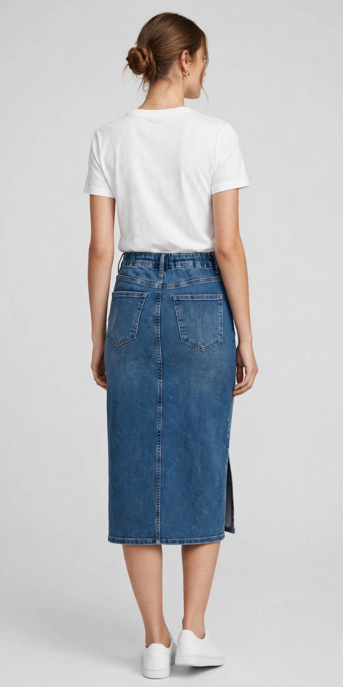 Harbor Denim Midi Skirt - Medium Wash - back