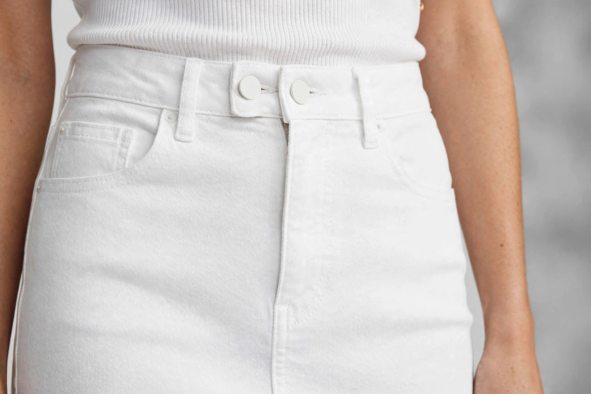 Harbor Denim Midi Skirt - White - detail