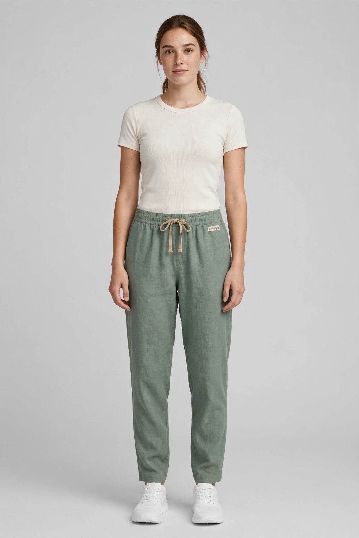Harbor Linen-Blend Travel Pant - Sage - front