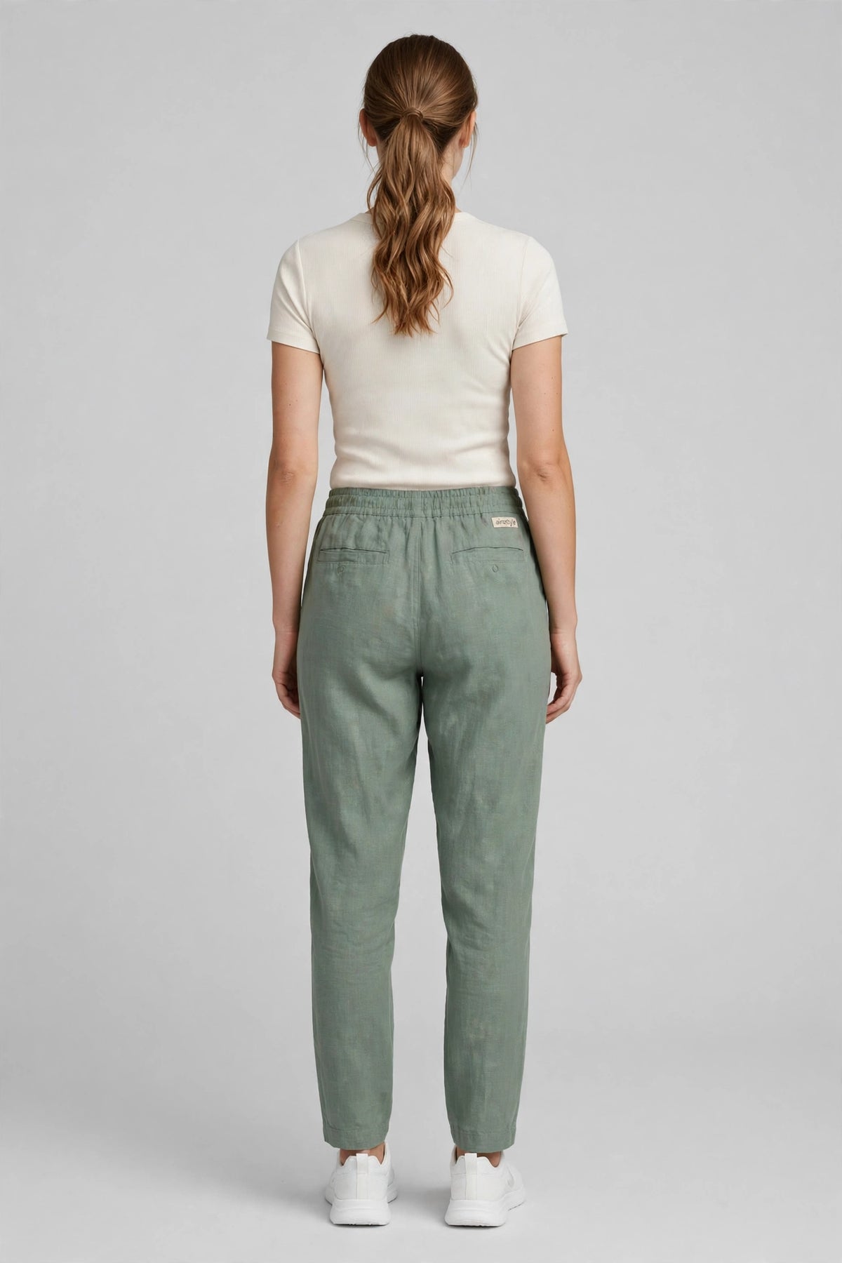Harbor Linen-Blend Travel Pant - Sage - back