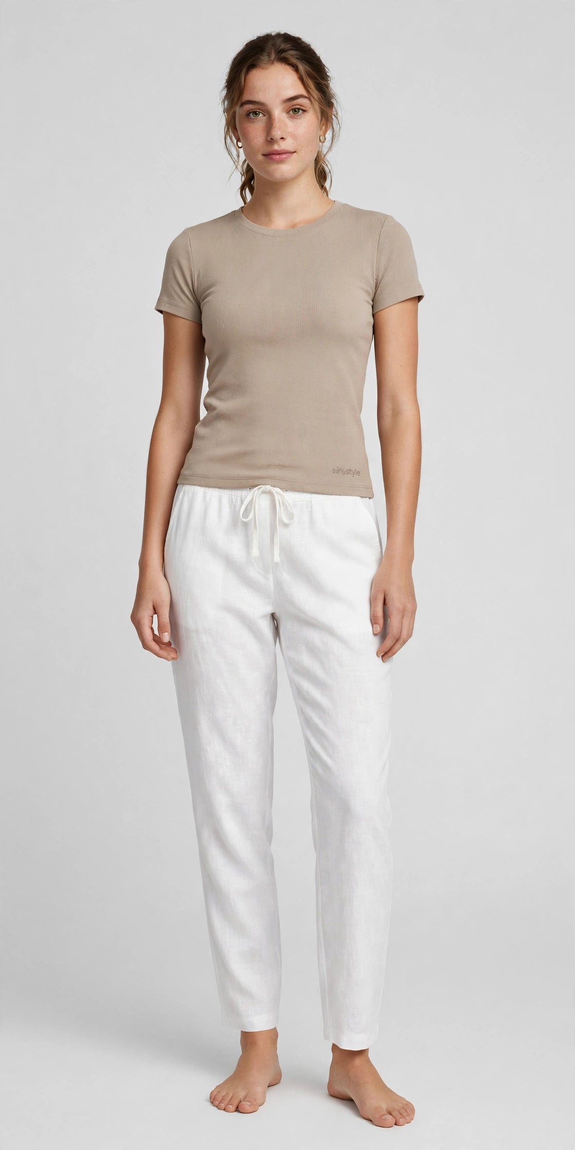 Harbor Linen-Blend Travel Pant - White - front