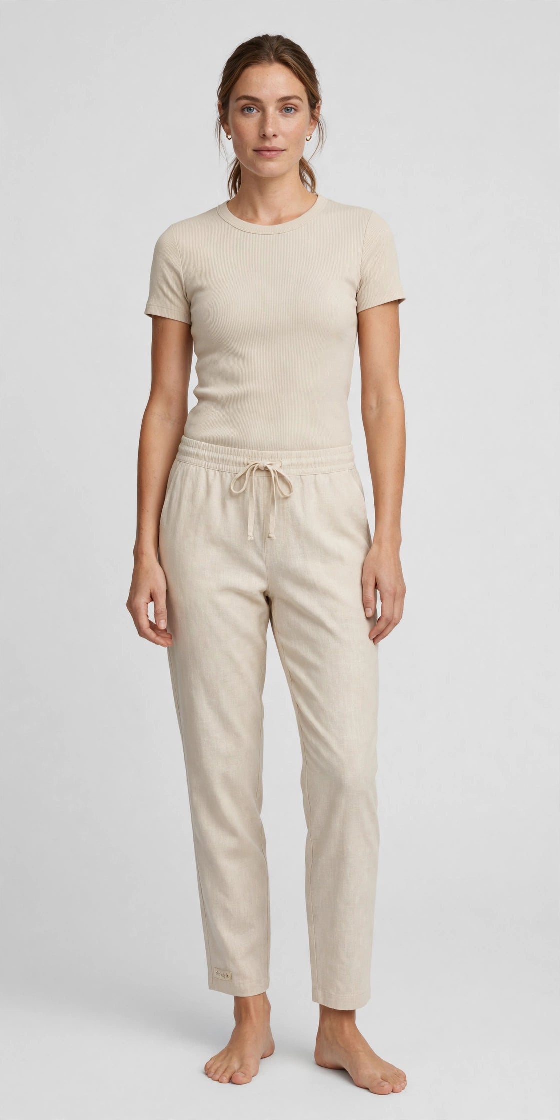 Harbor Linen-Blend Travel Pant - Natural - front