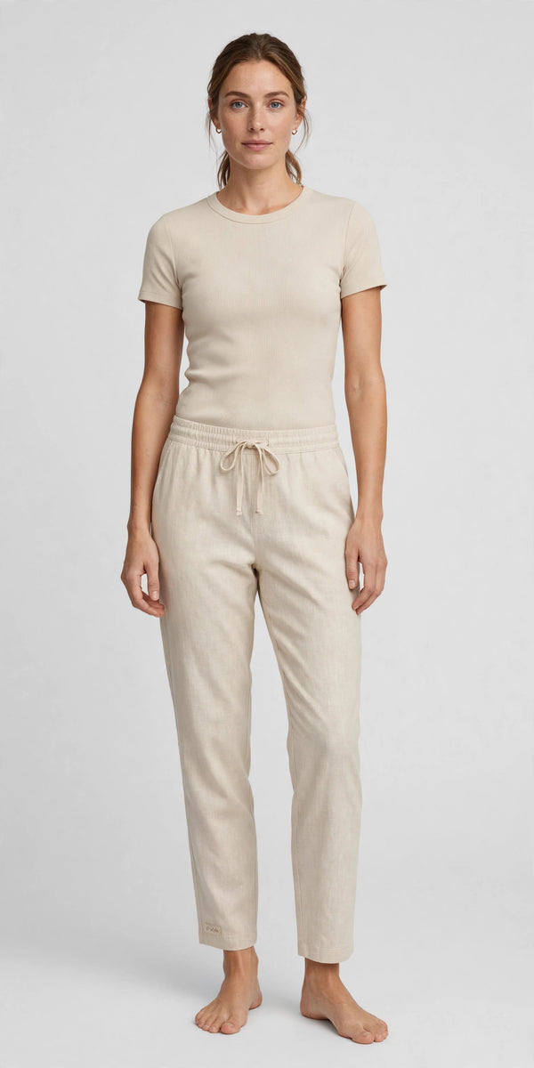 Harbor Linen-Blend Travel Pant - Natural - front